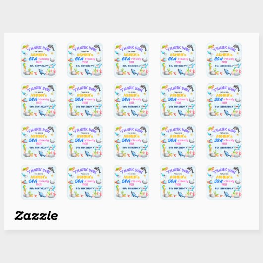 Gepersonaliseerde Zee-riously Fun Ocean Protector  Vierkante Sticker (Vel)