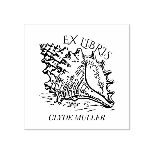 Gepersonaliseerde Zee Shell Ex Libris Bookplate Rubberstempel (Afrduk)