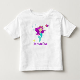 Gepersonaliseerde Zeemeermin Princess Paarse Geper Kinder Shirts