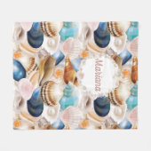 Gepersonaliseerde zeeschelpen patroon fleece deken (Voorkant (Horizontaal))