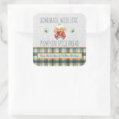 Gepersonaliseerde Zelfgemaakte met liefde Pompoen Vierkante Sticker (Tas)