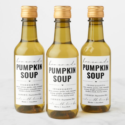 Gepersonaliseerde zelfgemaakte pompoensoep Label Wijn Etiket (Flessen)