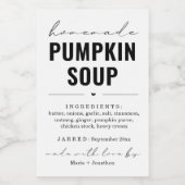 Gepersonaliseerde zelfgemaakte pompoensoep Label Wijn Etiket (Enkel label)