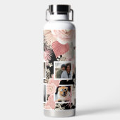 Gepersonaliseerde zes foto Boho bloemontwerp Waterfles (Achterkant)