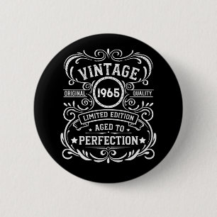 Gepersonaliseerde zestig vintage 60ste verjaardags ronde button 5,7 cm