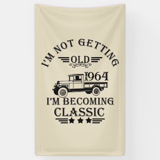 Gepersonaliseerde zestig vintage 60ste verjaardags spandoek (Verticaal)