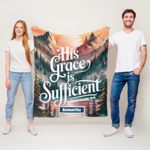 Gepersonaliseerde Zijn genade is voldoende Christe Fleece Deken
