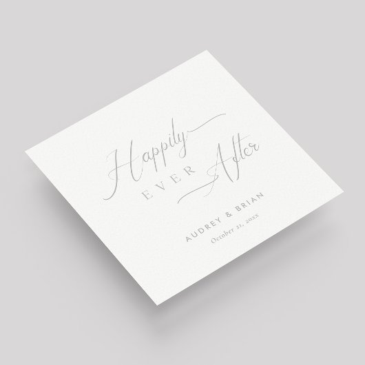 Gepersonaliseerde Zilver 'Happy Ever After' bruilo Servet