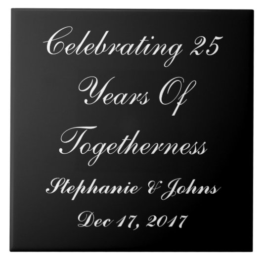 Gepersonaliseerde zilveren bruiloft Jubileum Displ Tegeltje (Voorkant)