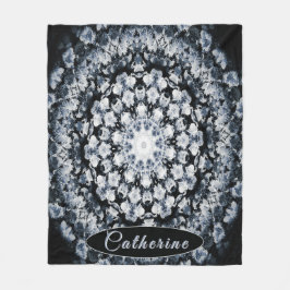 Gepersonaliseerde Zilveren en Zwarte Bloemglazen M Fleece Deken