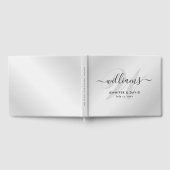 Gepersonaliseerde Zilveren en Zwarte Monogram Huwe Gastenboek (Volledig)