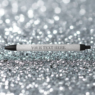 Gepersonaliseerde zilveren glitter pen hier jouw