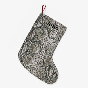 Gepersonaliseerde Zilveren Slangenhuid Kerstkous Kleine Kerstsok