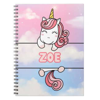 Gepersonaliseerde Zoe Unicorn Girlie Notitieboek