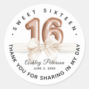 Gepersonaliseerde zoete 16 luxe ballon ronde sticker