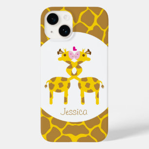 Gepersonaliseerde zoete Giraffes in liefde Case-Mate iPhone 14 Hoesje