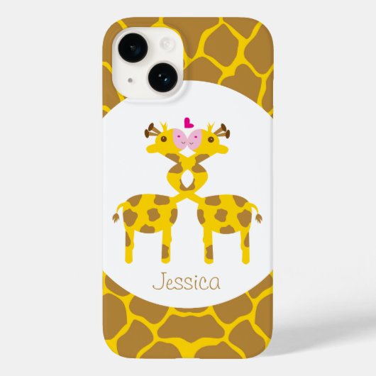 Gepersonaliseerde zoete Giraffes in liefde Case-Mate iPhone Case (Achterkant)