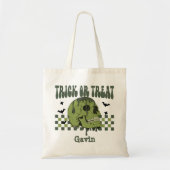 Gepersonaliseerde Zombie Skull Boy Trick or treat Tote Bag (Voorkant)