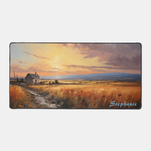 Gepersonaliseerde Zomer Veld Landschap Desk Mat (Voorkant)