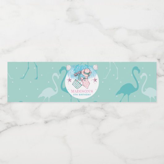 Gepersonaliseerde Zomerzwembad Party Waterfles Etiket (Enkel label)