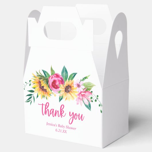 Gepersonaliseerde zonnebloem Baby shower dank u Bedankdoosjes (Geopend)