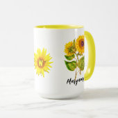 Gepersonaliseerde zonnebloem Mok met Schattigee n (Voorkant rechts)