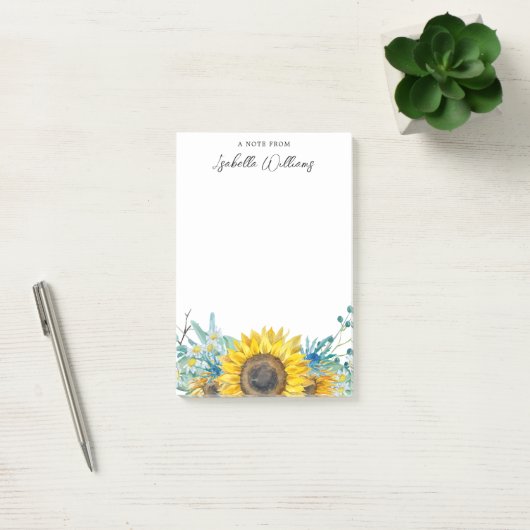 Gepersonaliseerde zonnebloemen en distels rustiek post-it® notes (Kantoor)
