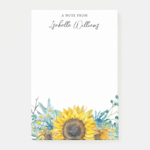Gepersonaliseerde zonnebloemen en distels rustiek post-it® notes