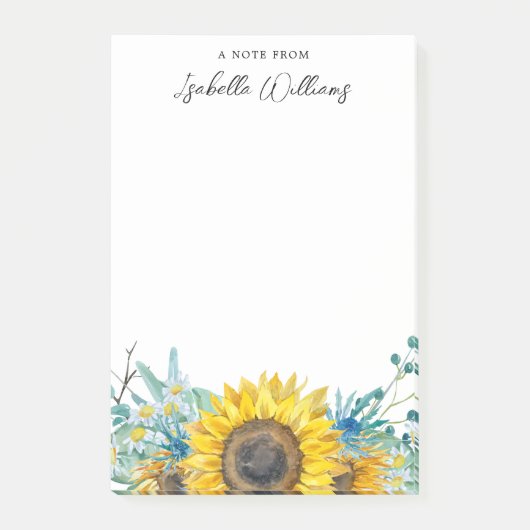 Gepersonaliseerde zonnebloemen en distels rustiek post-it® notes (Voorkant)
