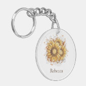 Gepersonaliseerde   zonnebloemen sleutelhanger (Voorkant Links)