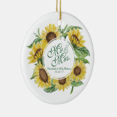 Gepersonaliseerde zonnebloempuwweddenschap | Versi Keramisch Ornament (Rechts)