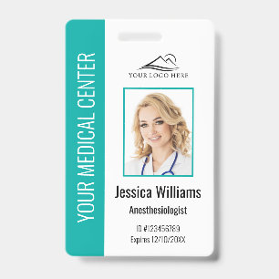 Gepersonaliseerde zorgmedewerker teal ID Badge