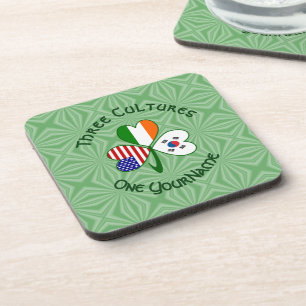 Gepersonaliseerde Zuid-Korea Ierland USA Shamrock Bier Onderzetter