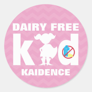 Gepersonaliseerde zuivel gratis super meisje roze ronde sticker