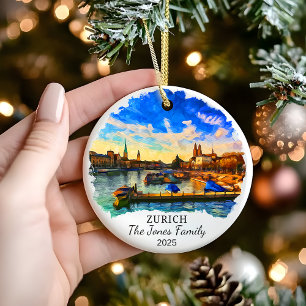 Gepersonaliseerde Zürich Ornament, Zwitserland Gif Keramisch Ornament