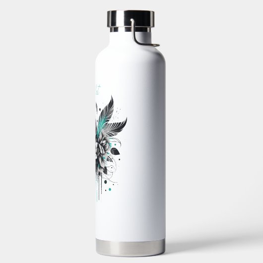 Gepersonaliseerde zwart & Blauwgroen grafitti stij Waterfles (Links)