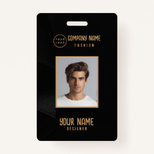 Gepersonaliseerde zwart en goud elegante badge