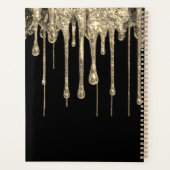 Gepersonaliseerde Zwart Goud Glitter Monogram Naam Planner (Achterkant)