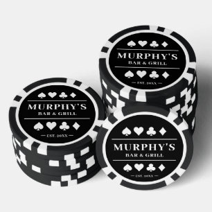 Gepersonaliseerde zwart-wit aangepaste naam Casino Poker Chips