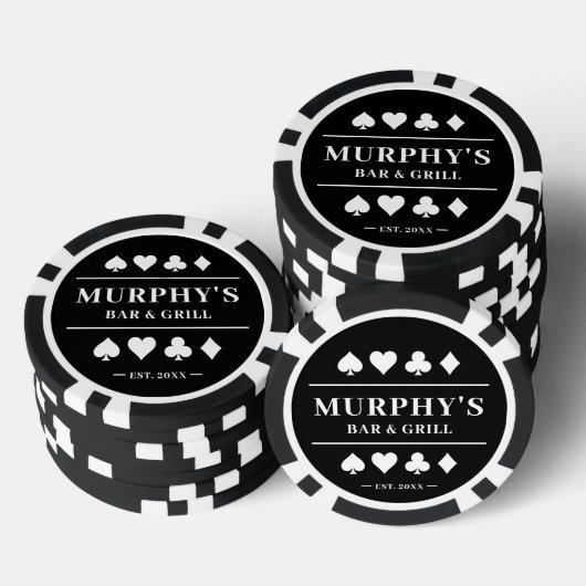 Gepersonaliseerde zwart-wit aangepaste naam Casino Poker Chips (Opstapeling)