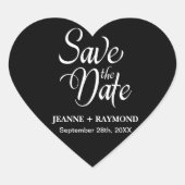 Gepersonaliseerde zwart-wit bruiloft Save The Date Hart Sticker (Voorkant)