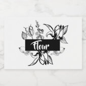 Gepersonaliseerde zwart & wit florale food caniste voedselcontainer etiket (Enkel label)