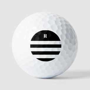 Gepersonaliseerde zwart-wit gestreepte Canvas tas Golfballen