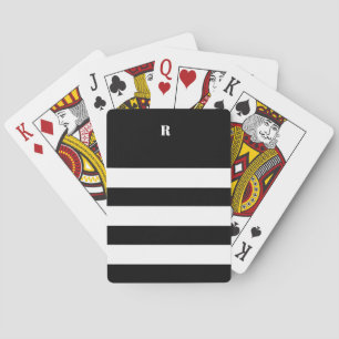 Gepersonaliseerde zwart-wit gestreepte Canvas tas Pokerkaarten