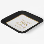 Gepersonaliseerde Zwart Wit Goud 50ste Verjaardag Papieren Bordje (Gebogen)