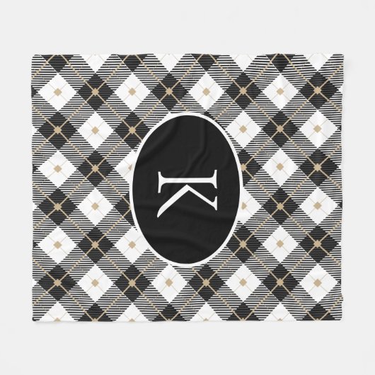 Gepersonaliseerde zwart-wit-goudspeldenmakerij fleece deken (Voorkant (Horizontaal))