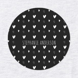 Gepersonaliseerde zwart-wit hart speelse Kinderen Labels