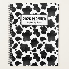 Gepersonaliseerde zwart-wit Koe Print Planner