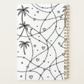 Gepersonaliseerde zwart-wit lijn tekening print planner (Achterkant)