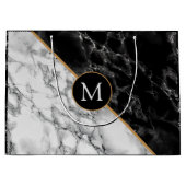 Gepersonaliseerde Zwart Wit Marmer Monogram Gift B Groot Cadeauzakje (Voorkant)